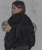 【Fancy Club】EYELET FUR MA-1 JACKET - 4 colors