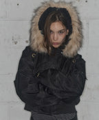 【Fancy Club】EYELET FUR MA-1 JACKET - 4 colors