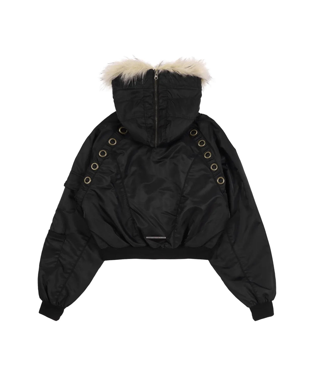 【Fancy Club】EYELET FUR MA-1 JACKET - 4 colors