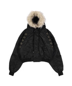 【Fancy Club】EYELET FUR MA-1 JACKET - 4 colors