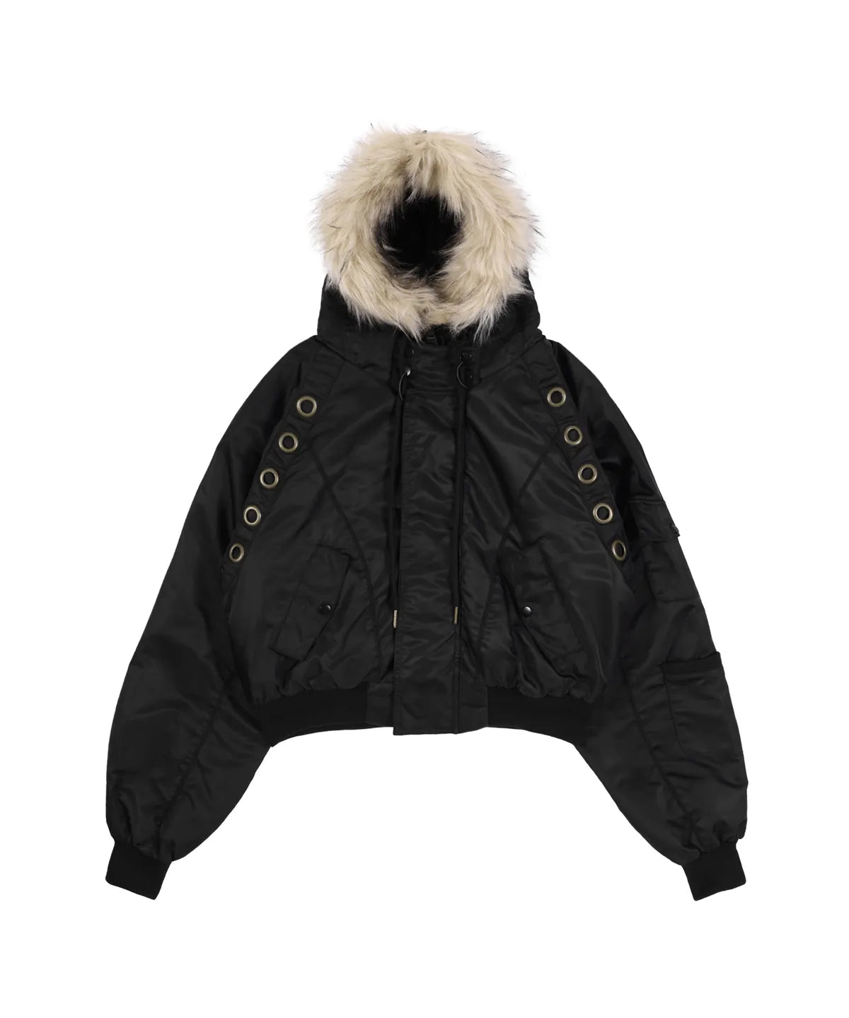 【Fancy Club】EYELET FUR MA-1 JACKET - 4 colors