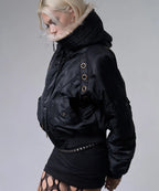 【Fancy Club】EYELET FUR MA-1 JACKET - 4 colors