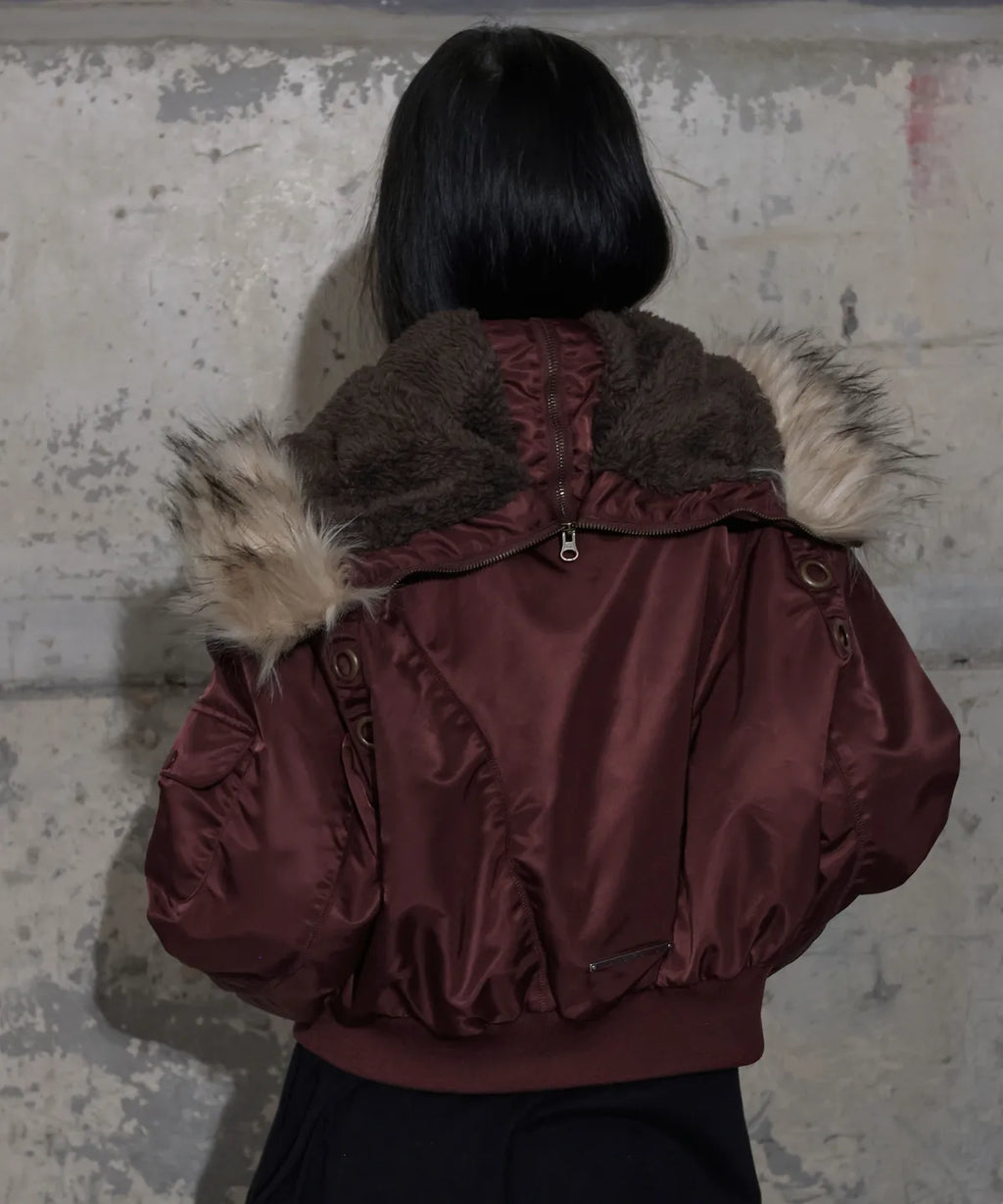 【Fancy Club】EYELET FUR MA-1 JACKET - 4 colors