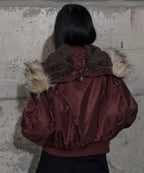 【Fancy Club】EYELET FUR MA-1 JACKET - 4 colors