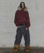 【Fancy Club】EYELET FUR MA-1 JACKET - 4 colors