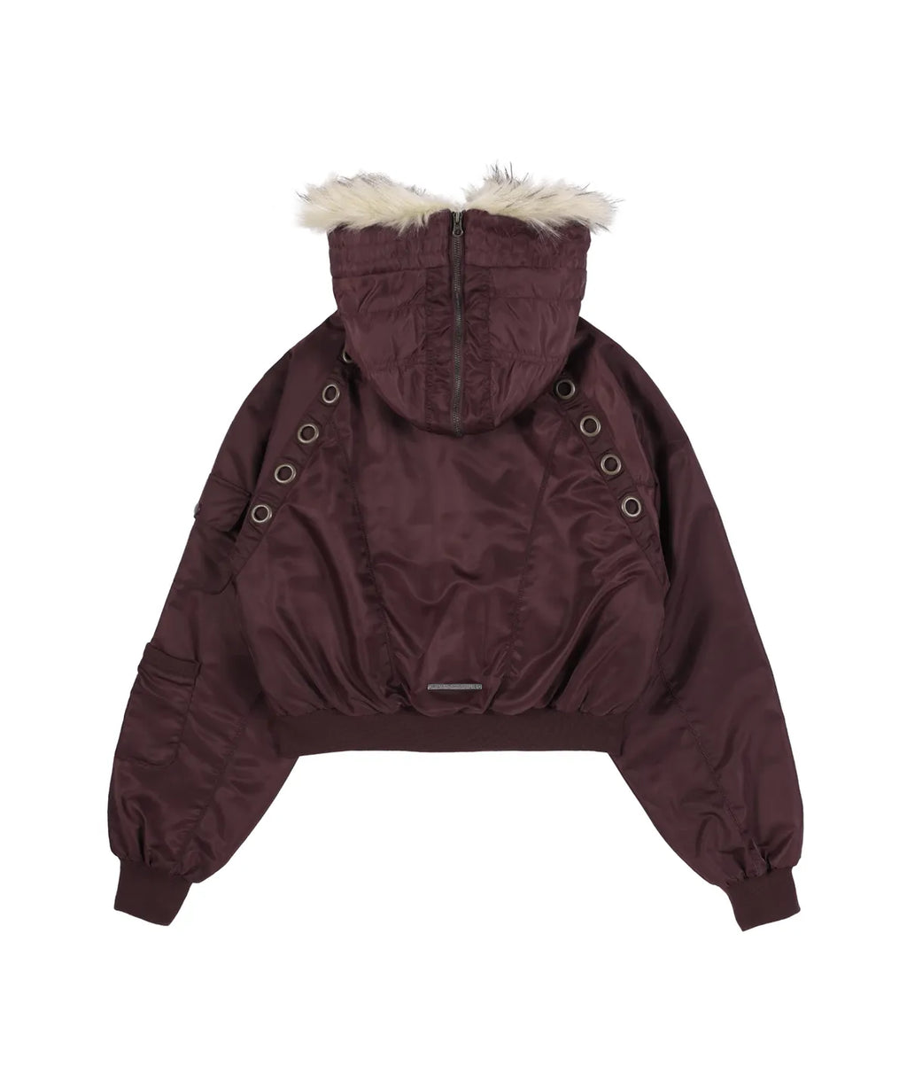 【Fancy Club】EYELET FUR MA-1 JACKET - 4 colors