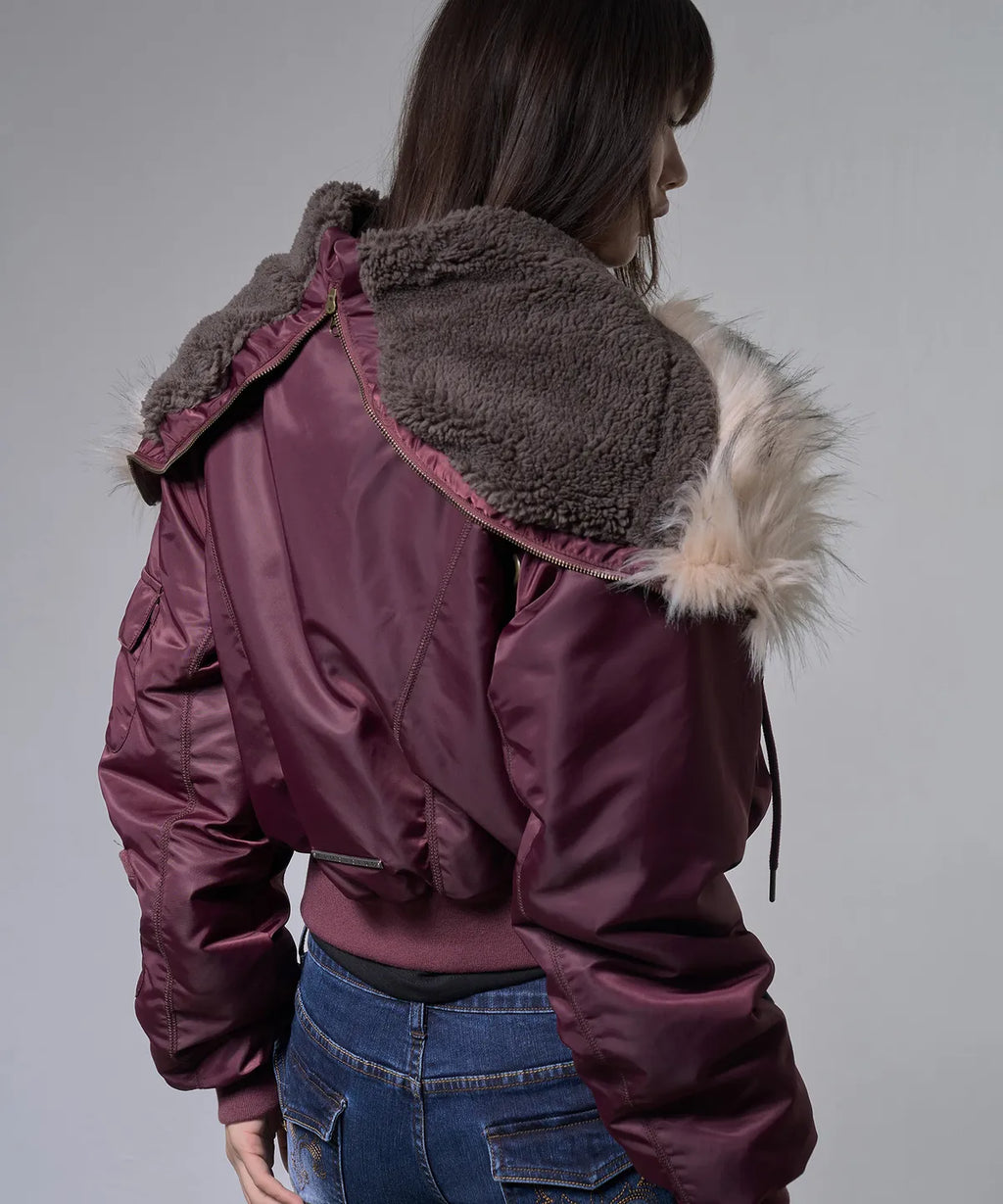 【Fancy Club】EYELET FUR MA-1 JACKET - 4 colors