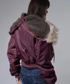 【Fancy Club】EYELET FUR MA-1 JACKET - 4 colors