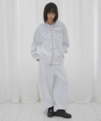 【Fancy Club】BIG CROSS EYELET HOODED ZIP-UP [Black]