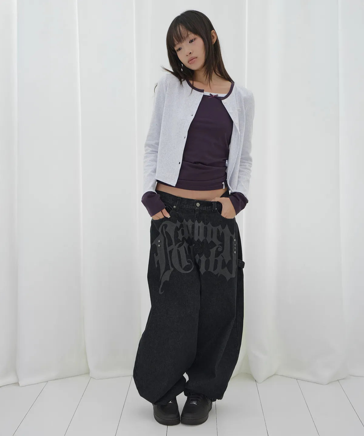 【Fancy Club】AIRY BUTTON CARDIGAN [Melange / Beige / Gray]