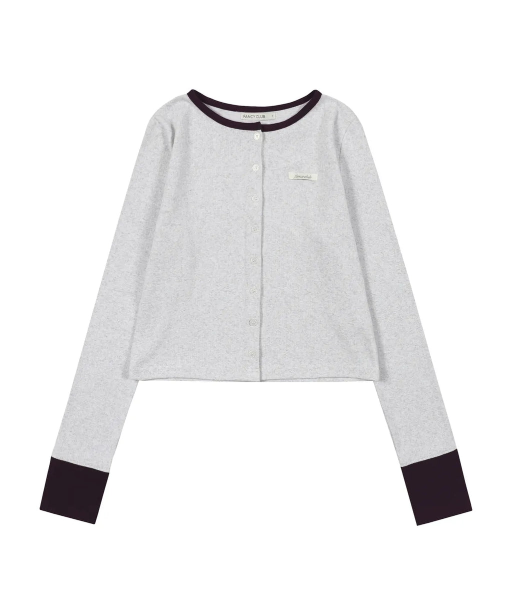 【Fancy Club】AIRY BUTTON CARDIGAN [Melange / Beige / Gray]