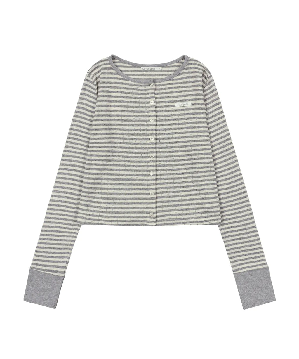 【Fancy Club】AIRY BUTTON CARDIGAN [Melange / Beige / Gray]