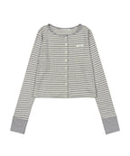【Fancy Club】AIRY BUTTON CARDIGAN [Melange / Beige / Gray]