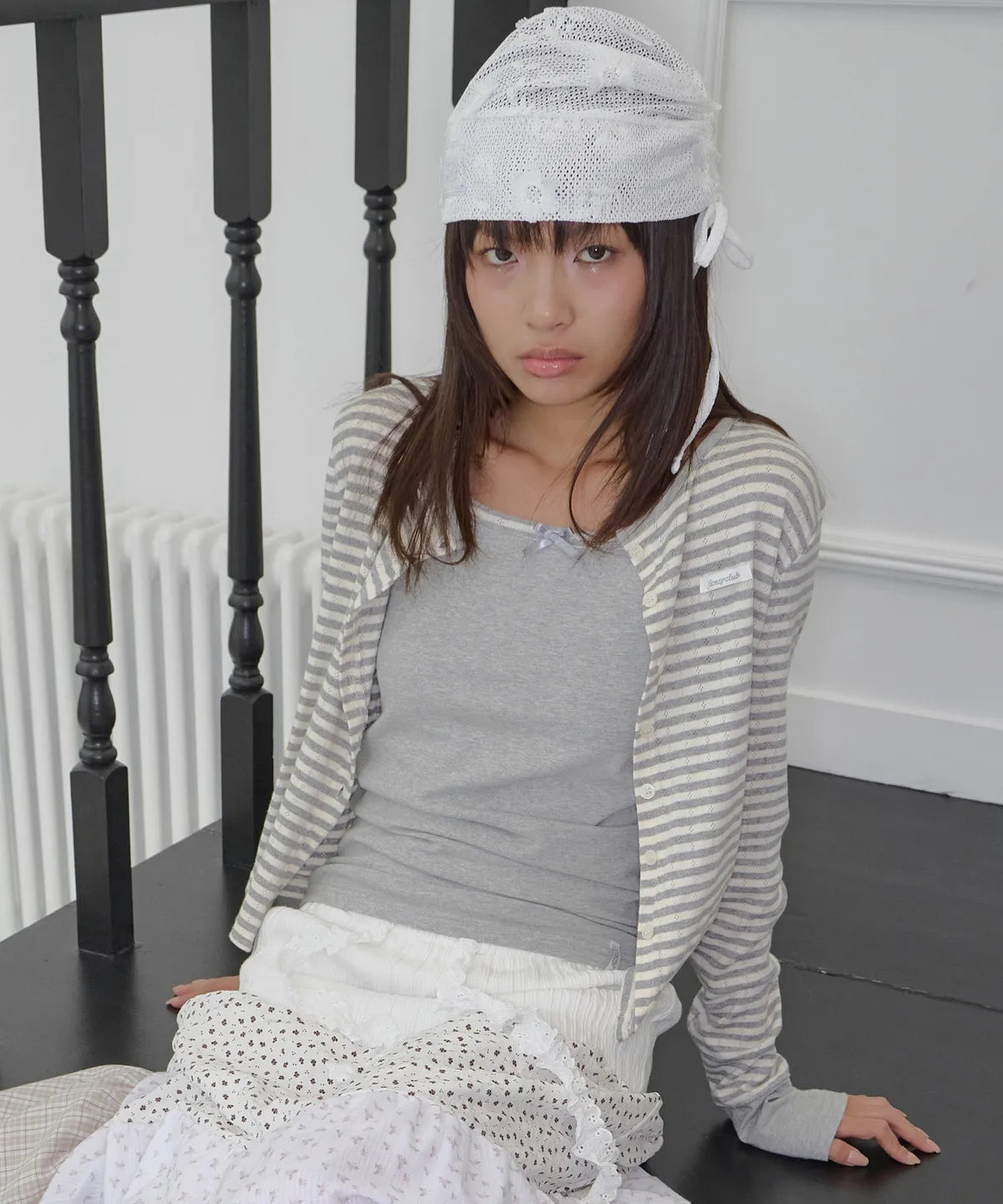【Fancy Club】AIRY BUTTON CARDIGAN [Melange / Beige / Gray]