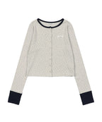 【Fancy Club】AIRY BUTTON CARDIGAN [Melange / Beige / Gray]