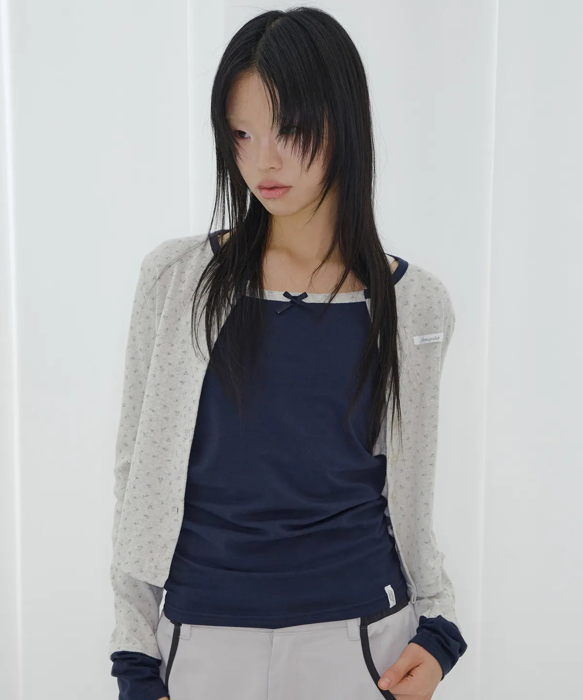 【Fancy Club】AIRY BUTTON CARDIGAN [Melange / Beige / Gray]