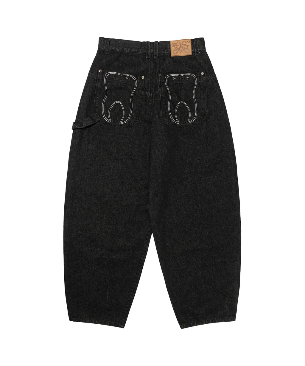 【Fancy Club】 TOOTH JAM WIDE DENIM PANTS [Black / Green]