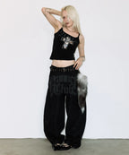 【Fancy Club】 TOOTH JAM WIDE DENIM PANTS [Black / Green]