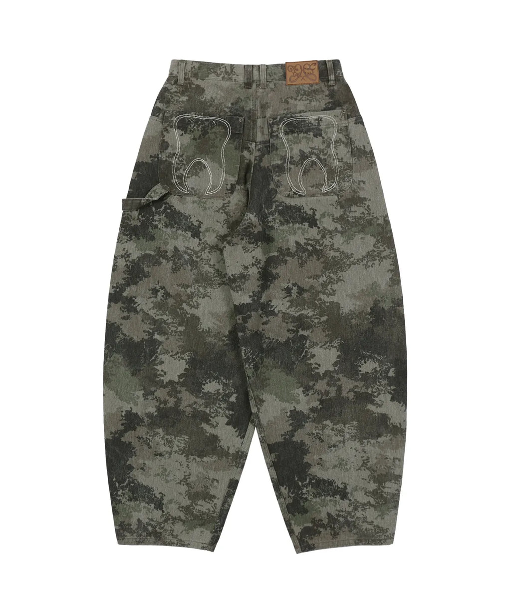 【Fancy Club】 TOOTH JAM WIDE DENIM PANTS [Black / Green]