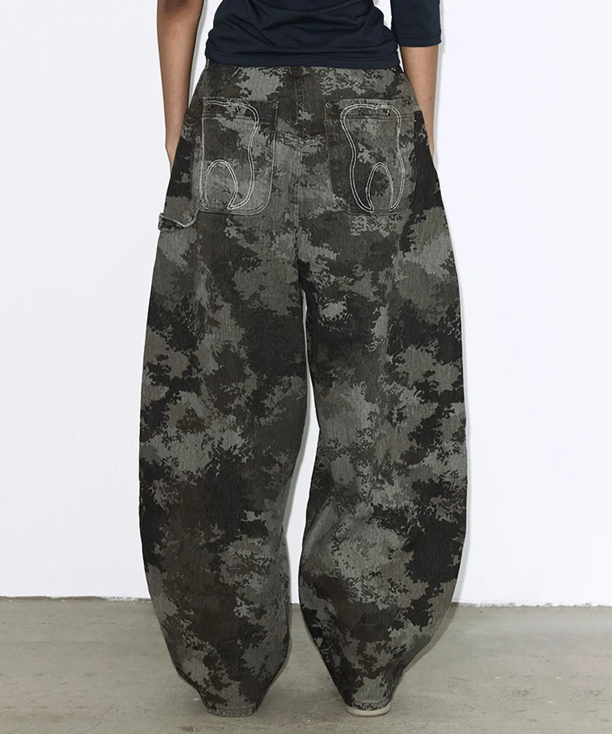 【Fancy Club】 TOOTH JAM WIDE DENIM PANTS [Black / Green]