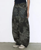 【Fancy Club】 TOOTH JAM WIDE DENIM PANTS [Black / Green]