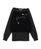 【Fancy Club】DRAWING STRIPE OFF-SHOULDER [Gray / Black]