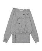 【Fancy Club】DRAWING STRIPE OFF-SHOULDER [Gray / Black]