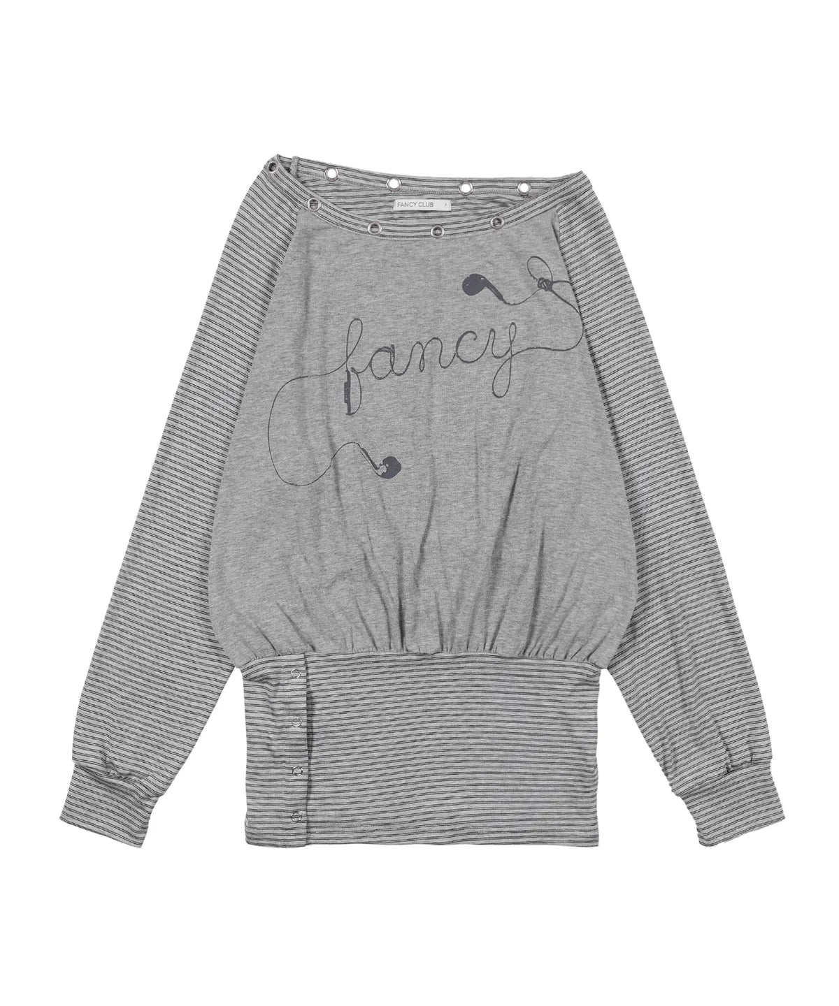 【Fancy Club】DRAWING STRIPE OFF-SHOULDER [Gray / Black]