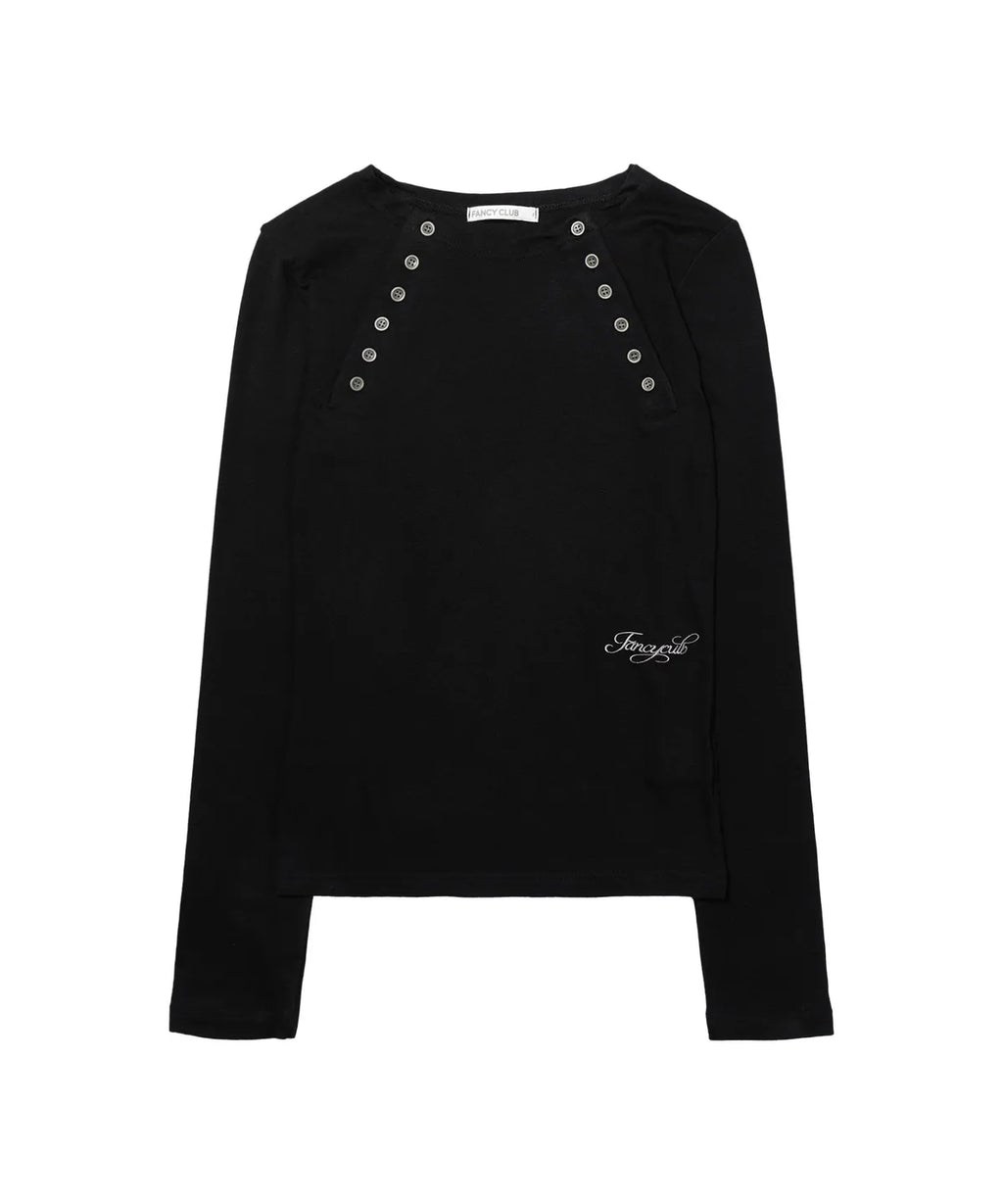 【Fancy Club】 MOVE BUTTON LONG SLEEVE [ White / Blue / Black]