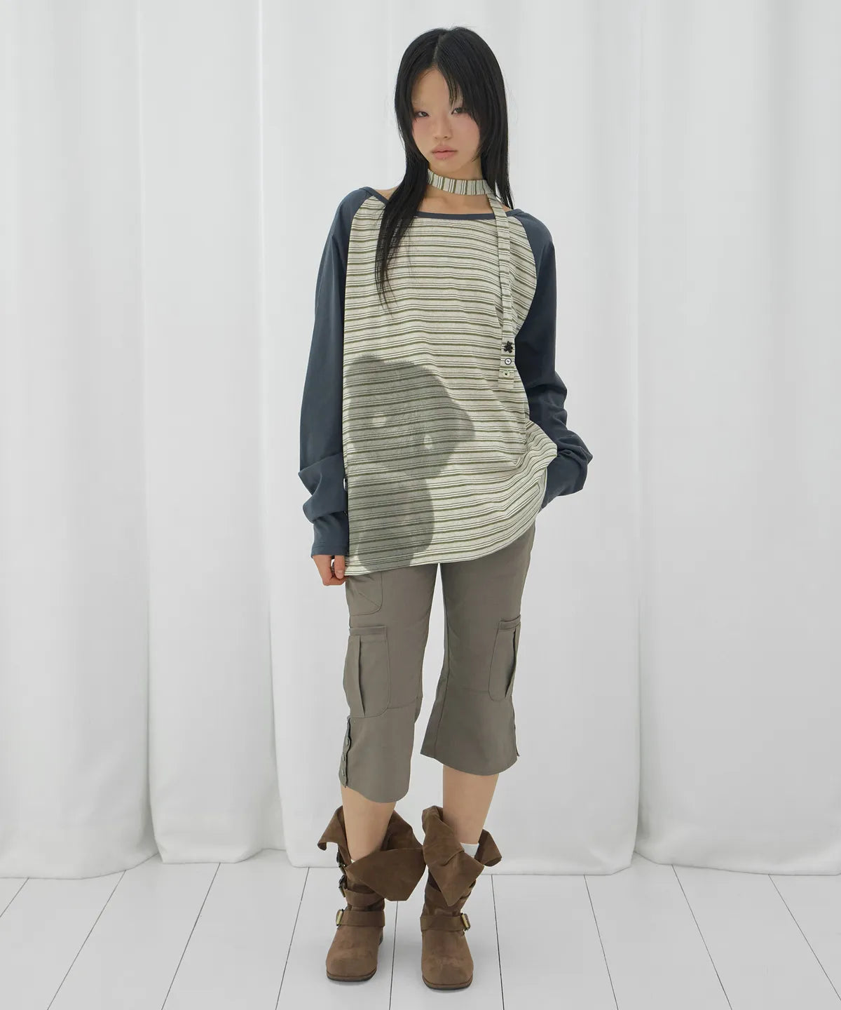 【Fancy Club】MY BEAR OFF-SHOULDER [Pink / Blue]