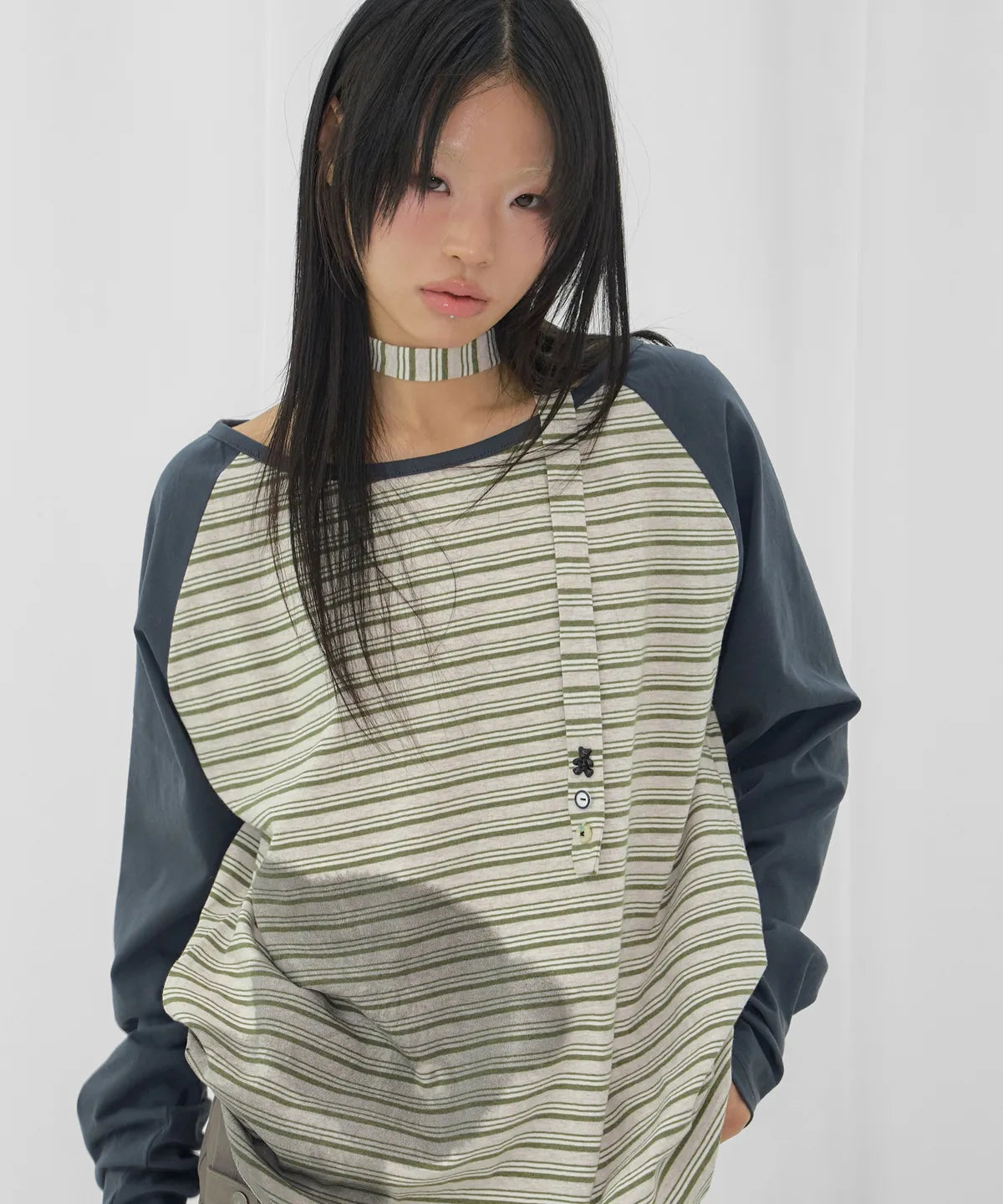 【Fancy Club】MY BEAR OFF-SHOULDER [Pink / Blue]