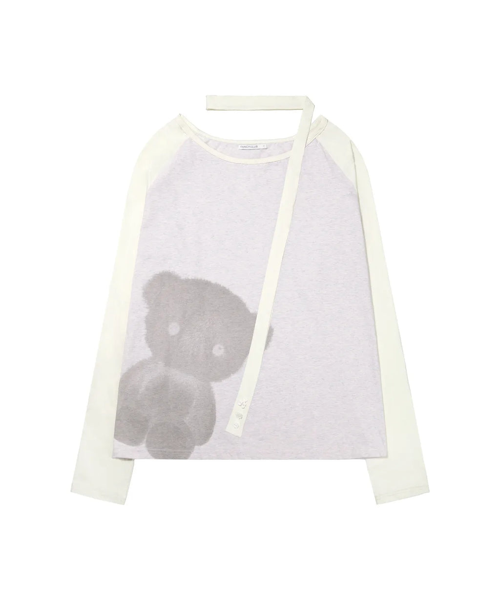 【Fancy Club】MY BEAR OFF-SHOULDER [Pink / Blue]