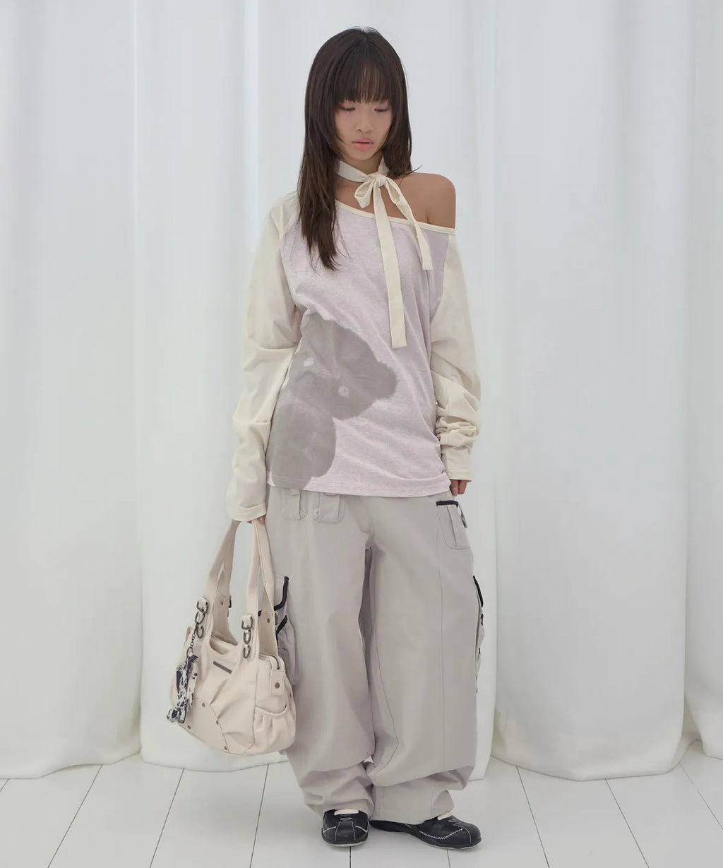 【Fancy Club】MY BEAR OFF-SHOULDER [Pink / Blue]