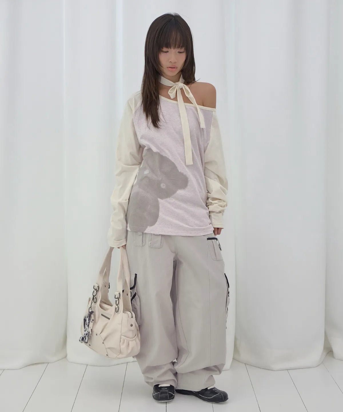 【Fancy Club】MY BEAR OFF-SHOULDER [Pink / Blue]