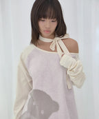 【Fancy Club】MY BEAR OFF-SHOULDER [Pink / Blue]