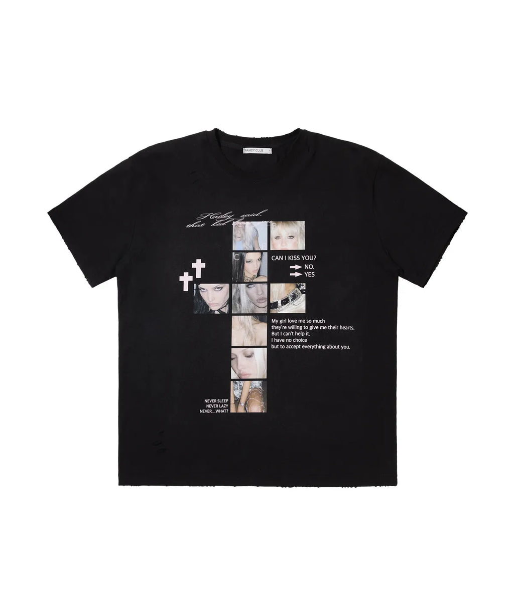 【Fancy Club】 DAMAGE FEARLESS TEE [White / Charcoal / Black]