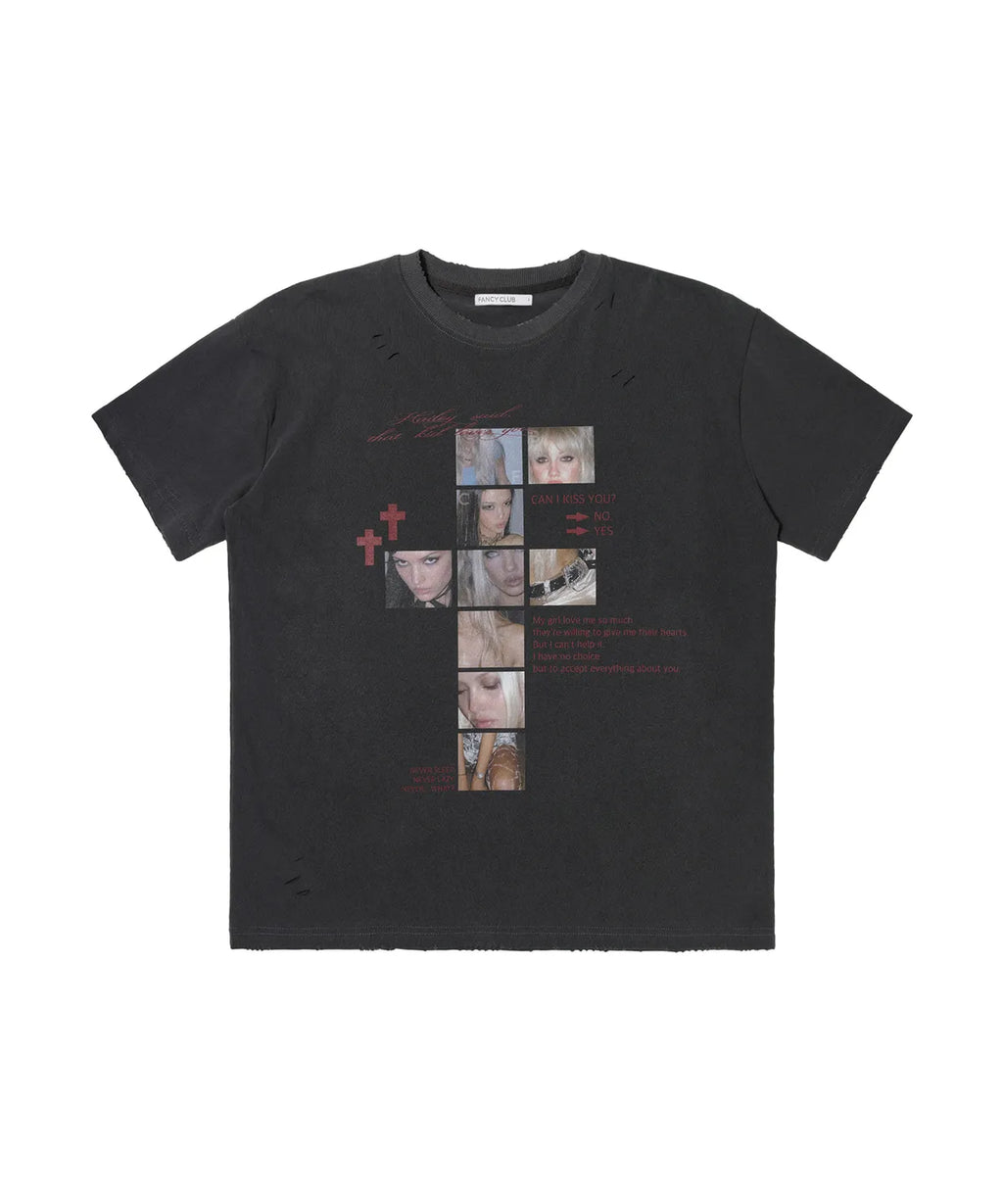 【Fancy Club】 DAMAGE FEARLESS TEE [White / Charcoal / Black]