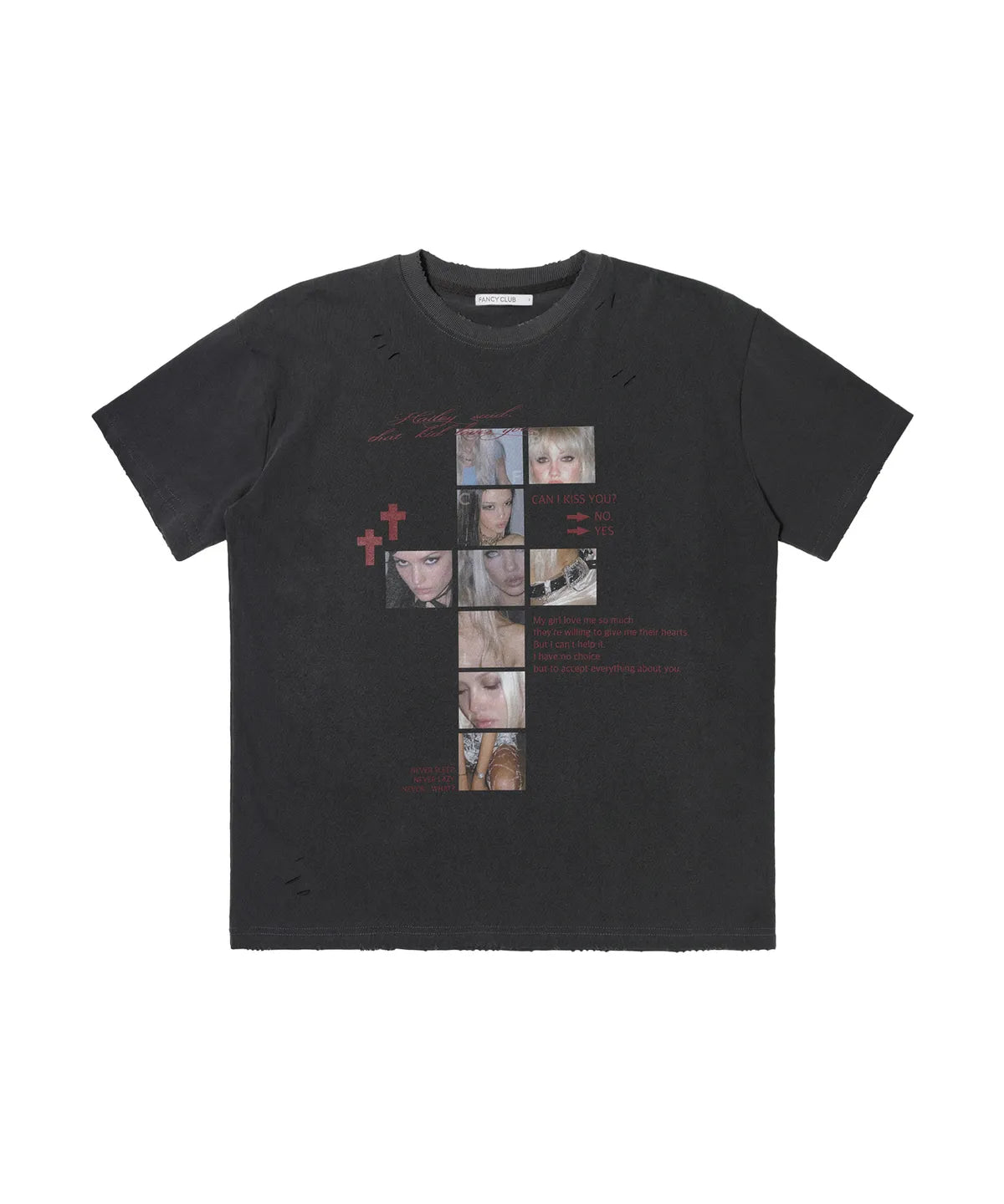 【Fancy Club】 DAMAGE FEARLESS TEE [White / Charcoal / Black]