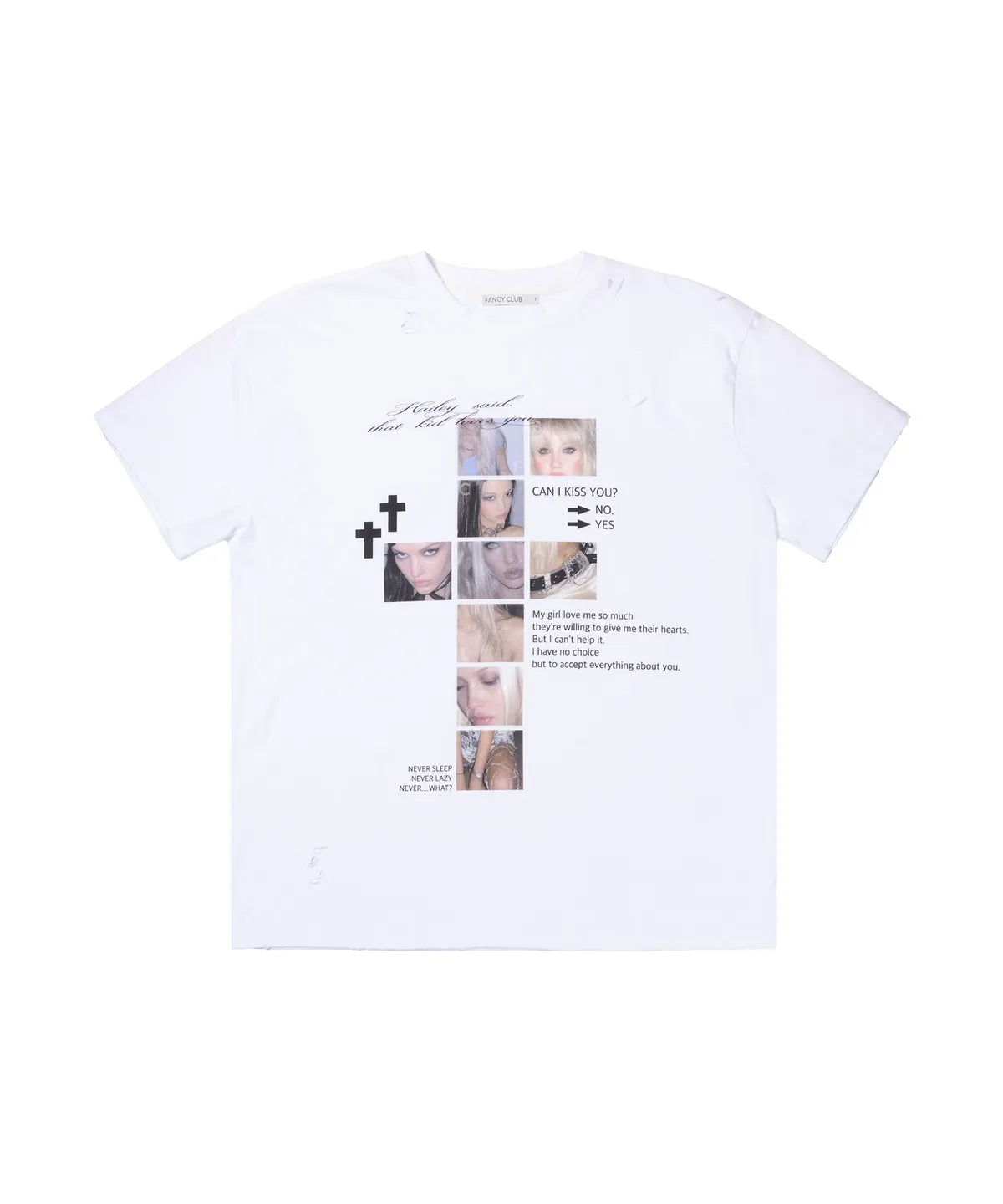 【Fancy Club】 DAMAGE FEARLESS TEE [White / Charcoal / Black]