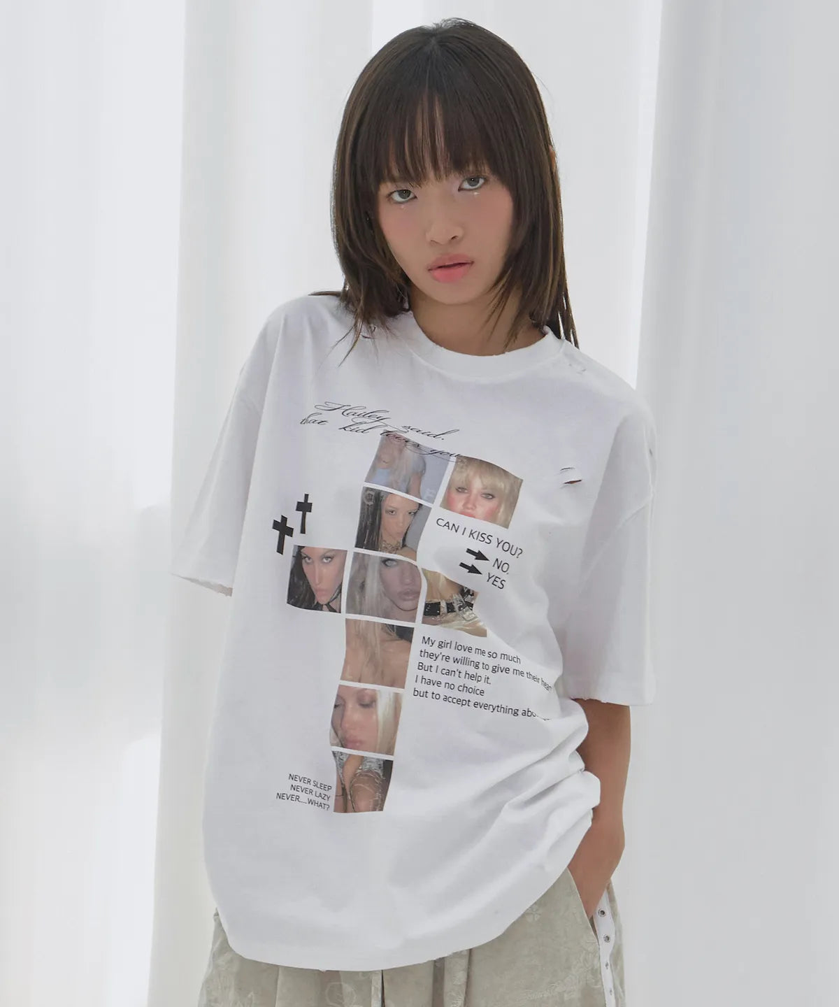 【Fancy Club】 DAMAGE FEARLESS TEE [White / Charcoal / Black]