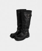 【KHIHO】RAVEN FOLDABLE BUCKLE BOOTS [ Black / Grey / Brown ]