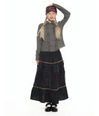 【youthbath】Corsage Checked Beanie - brown