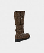【KHIHO】RAVEN FOLDABLE BUCKLE BOOTS [ Black / Grey / Brown ]