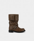 【KHIHO】RAVEN FOLDABLE BUCKLE BOOTS [ Black / Grey / Brown ]