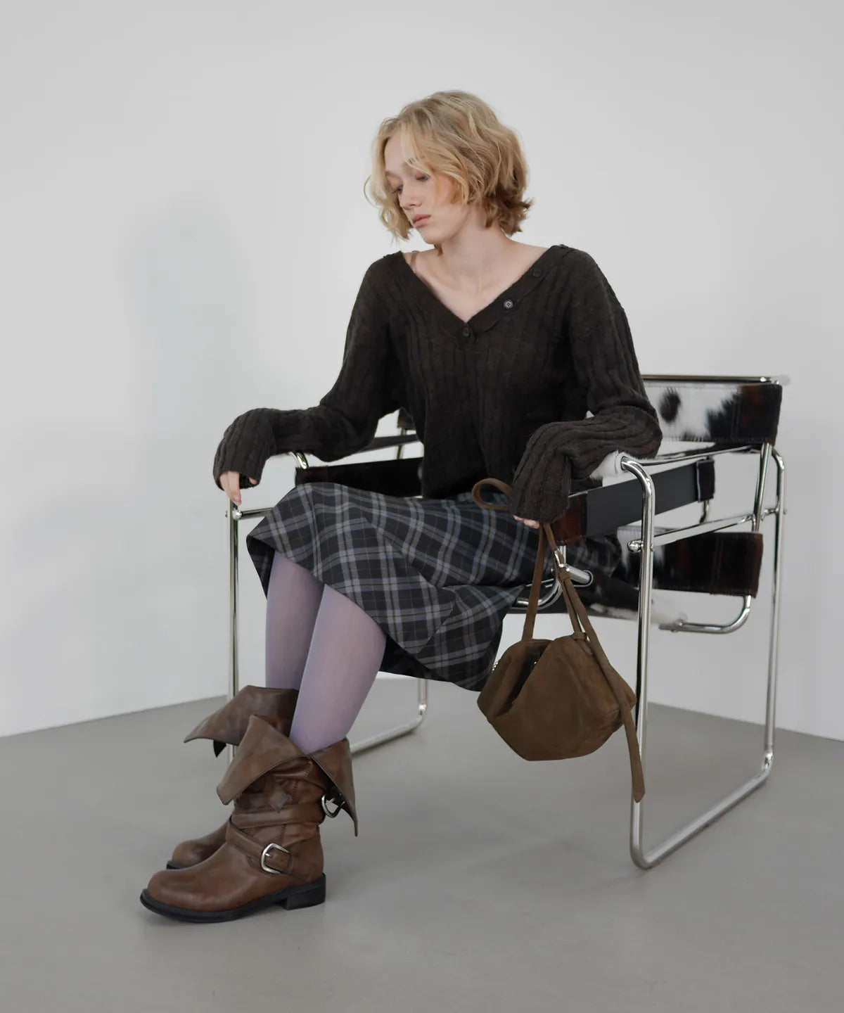 【KHIHO】RAVEN FOLDABLE BUCKLE BOOTS [ Black / Grey / Brown ]