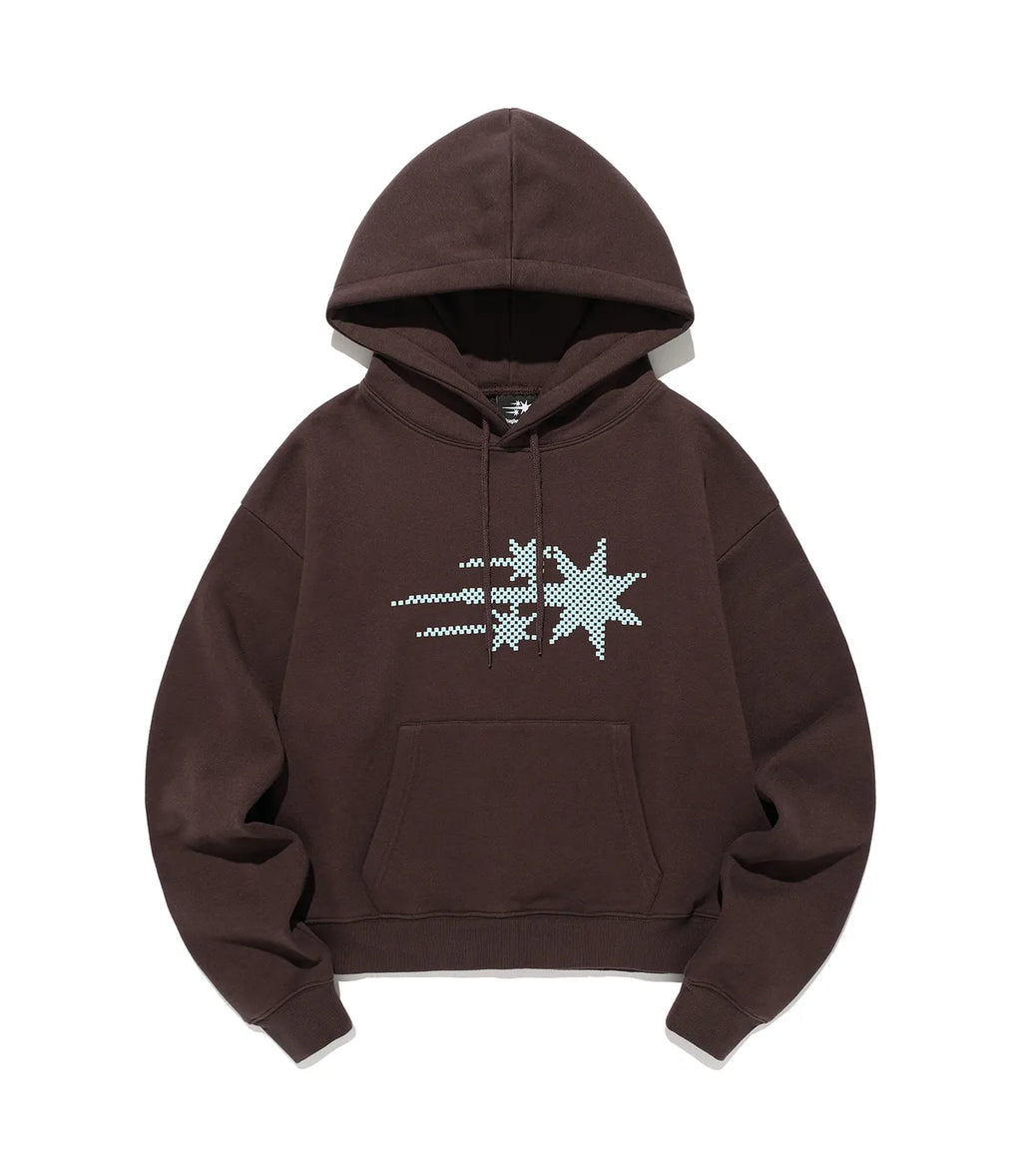 【niceghostclub】 MOSAIC 3STAR CROP HOODIE [BROWN / NAVY]