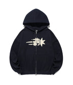 【niceghostclub】3STAR APPLIQUE HOODIE ZIP UP [NAVY / WHITE / BURGUNDY]