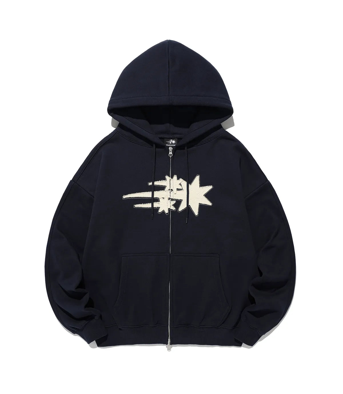 【niceghostclub】3STAR APPLIQUE HOODIE ZIP UP [NAVY / WHITE / BURGUNDY]