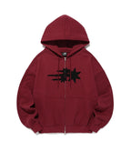【niceghostclub】3STAR APPLIQUE HOODIE ZIP UP [NAVY / WHITE / BURGUNDY]