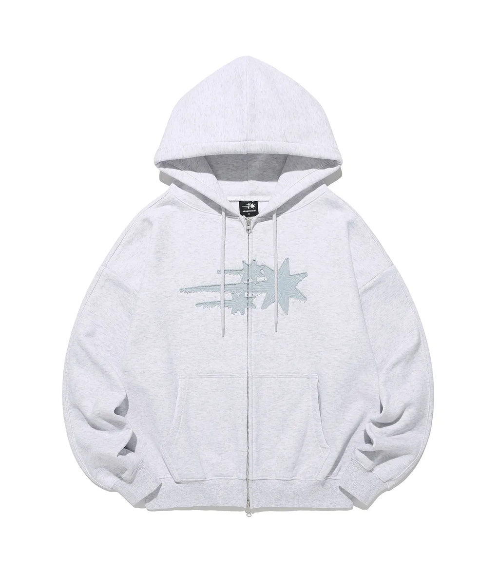 【niceghostclub】3STAR APPLIQUE HOODIE ZIP UP [NAVY / WHITE / BURGUNDY]